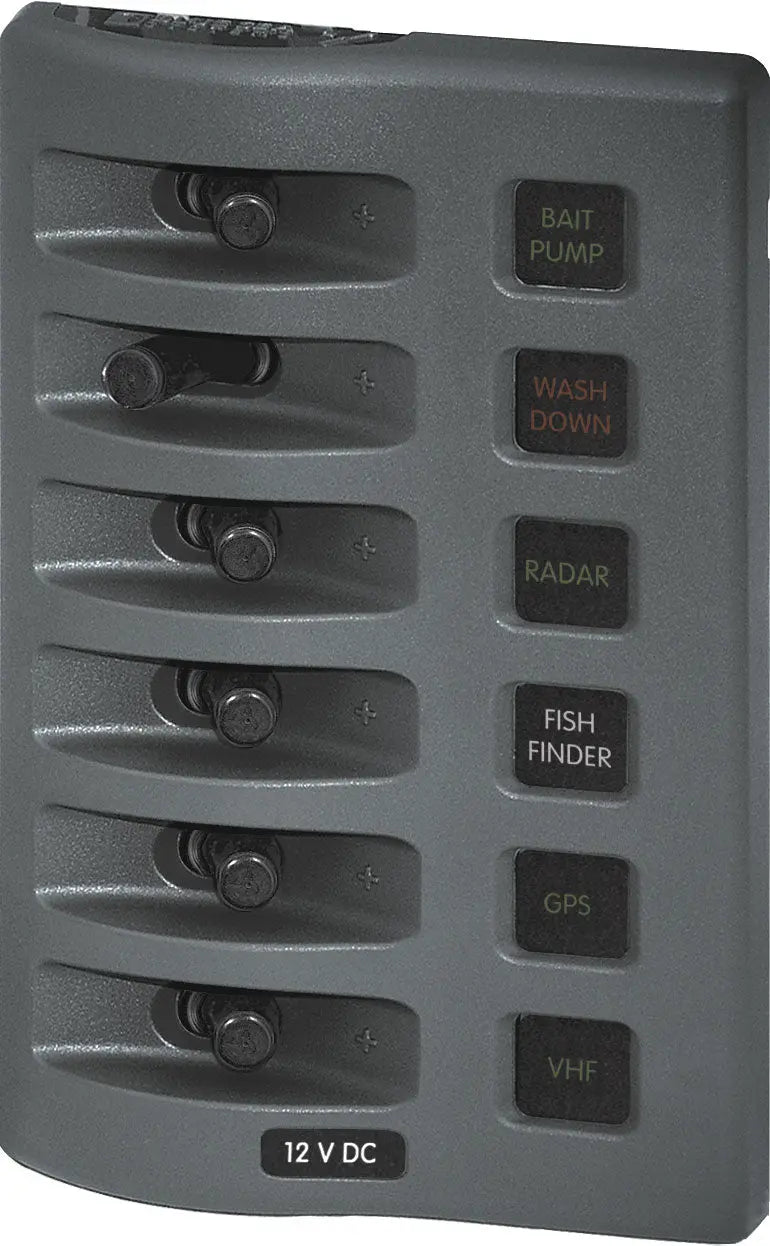 Blue Sea Systems Weather Deck 12V DC Waterproof Fuse Panel - Gray, 6 Positions