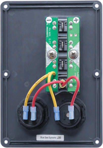 Blue Sea Systems 4321-BSS Water-Resistant 12V 4-Circuit Breaker Switch Panel with USB and 12V Socket