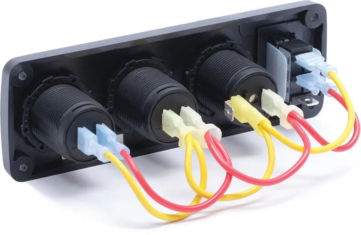 Blue Sea Systems Water-Resistant 12V 15A Circuit Accessory Panel with USB and 12V Socket - Model 4365-BSS