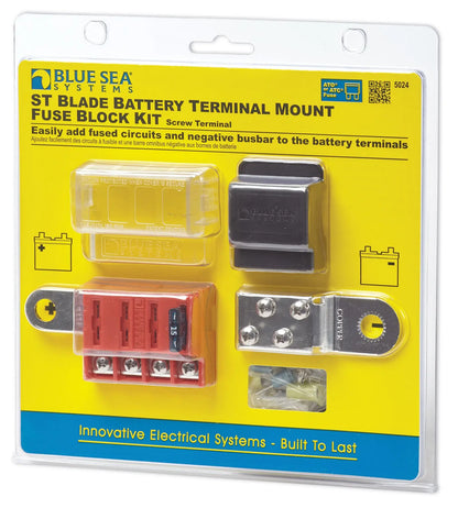 Blue Sea Systems 5024 Battery Terminal Fuse Block Kit with 4 Circuits and Nylon Insulated Terminals