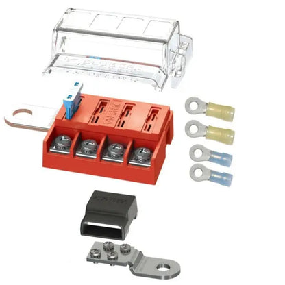 Blue Sea Systems 5024 Battery Terminal Fuse Block Kit with 4 Circuits and Nylon Insulated Terminals