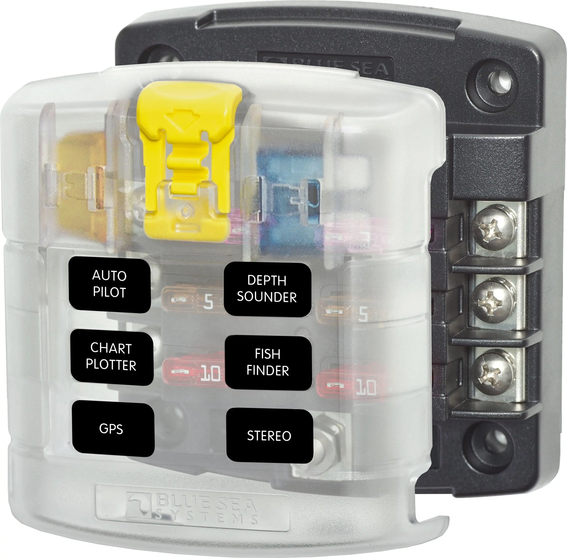 Blue Sea Systems Model 5028-BSS 6-Circuit Blade Fuse Block with Cover
