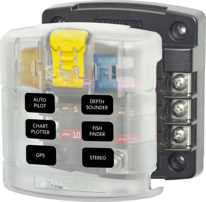 Blue Sea Systems Model 5028-BSS 6-Circuit Blade Fuse Block with Cover