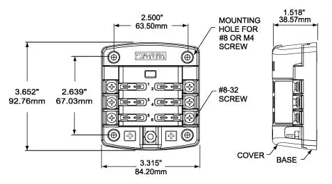 Blue Sea Systems Model 5028-BSS 6-Circuit Blade Fuse Block with Cover