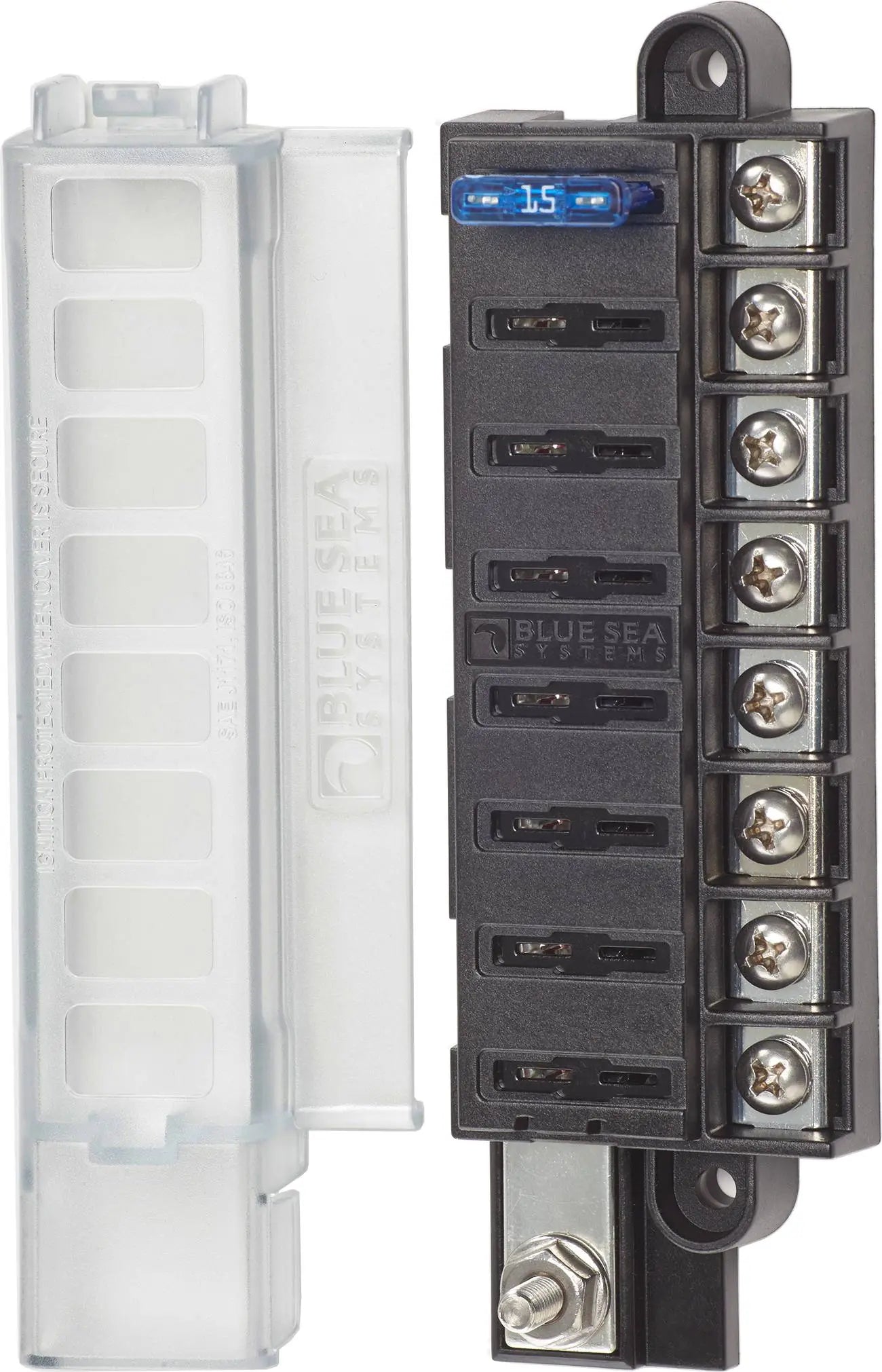 Blue Sea Systems 5046 8-Circuit Fuse Block with Cover – Compact Marine Fuse Panel