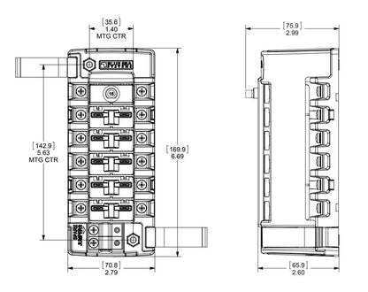 Blue Sea Systems ST CLB Circuit Breaker Block - 6 Independent Circuits