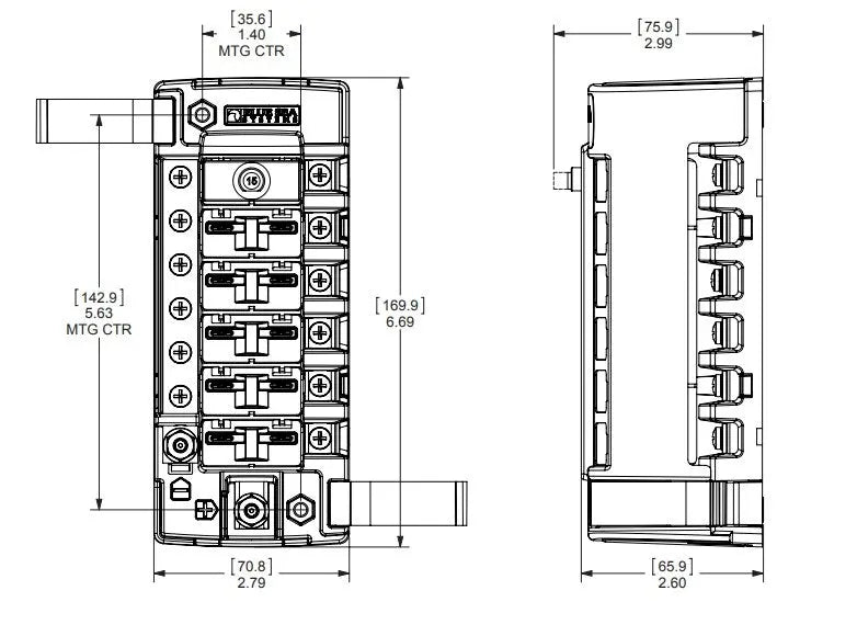 Blue Sea Systems ST CLB Circuit Breaker Block - 6 Position with Negative Bus