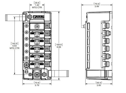 Blue Sea Systems ST CLB Circuit Breaker Block - 6 Position with Negative Bus