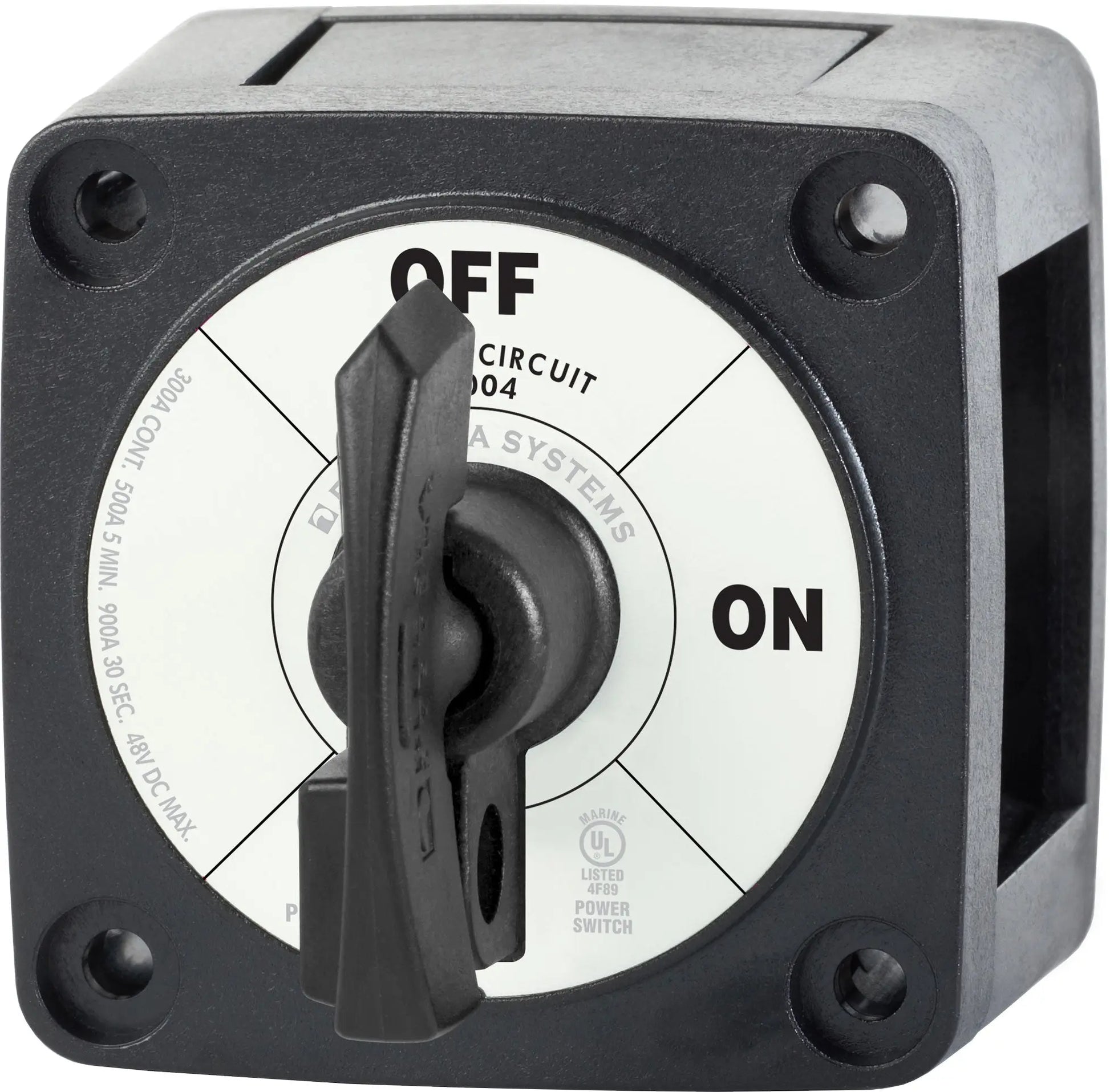 Blue Sea Systems M-Series Battery Switch On/Off with Locking Key - Black (Part No. 6004200-BSS)