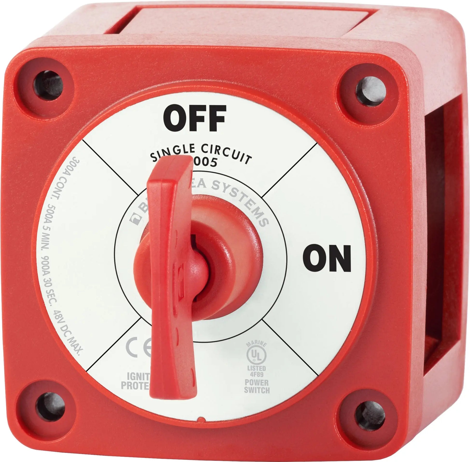 Blue Sea Systems M-Series Mini On-Off Battery Switch with Key - Red, Model 6005-BSS