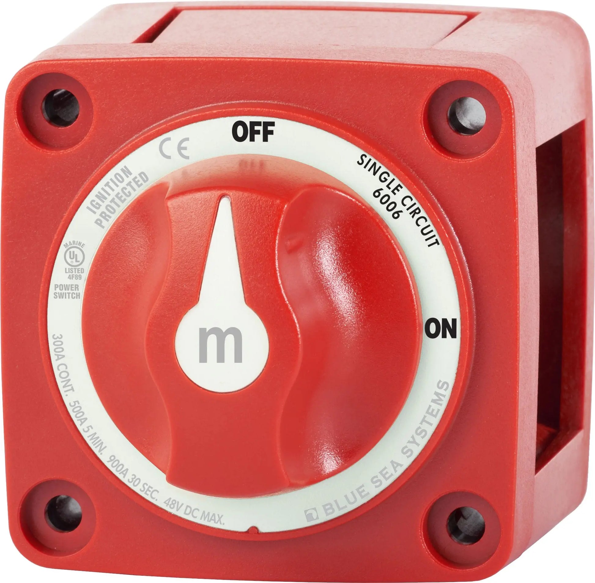 Blue Sea Systems M-Series Mini On-Off Battery Switch with Knob - Red, Model 6006-BSS