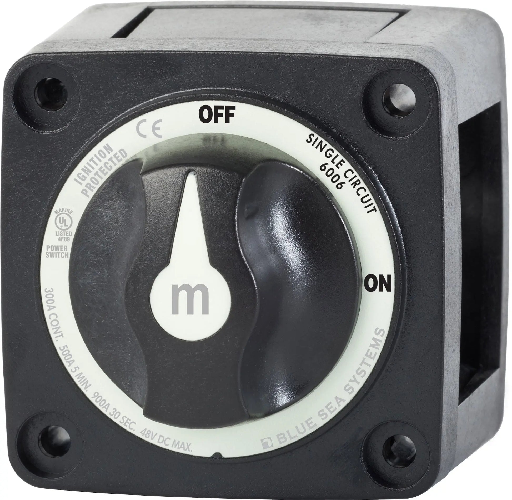 Blue Sea Systems M-Series Mini On-Off Battery Switch with Knob - Black, Model 6006200-BSS