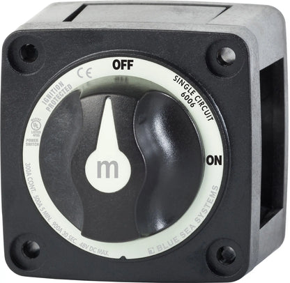 Blue Sea Systems M-Series Mini On-Off Battery Switch with Knob - Black, Model 6006200-BSS