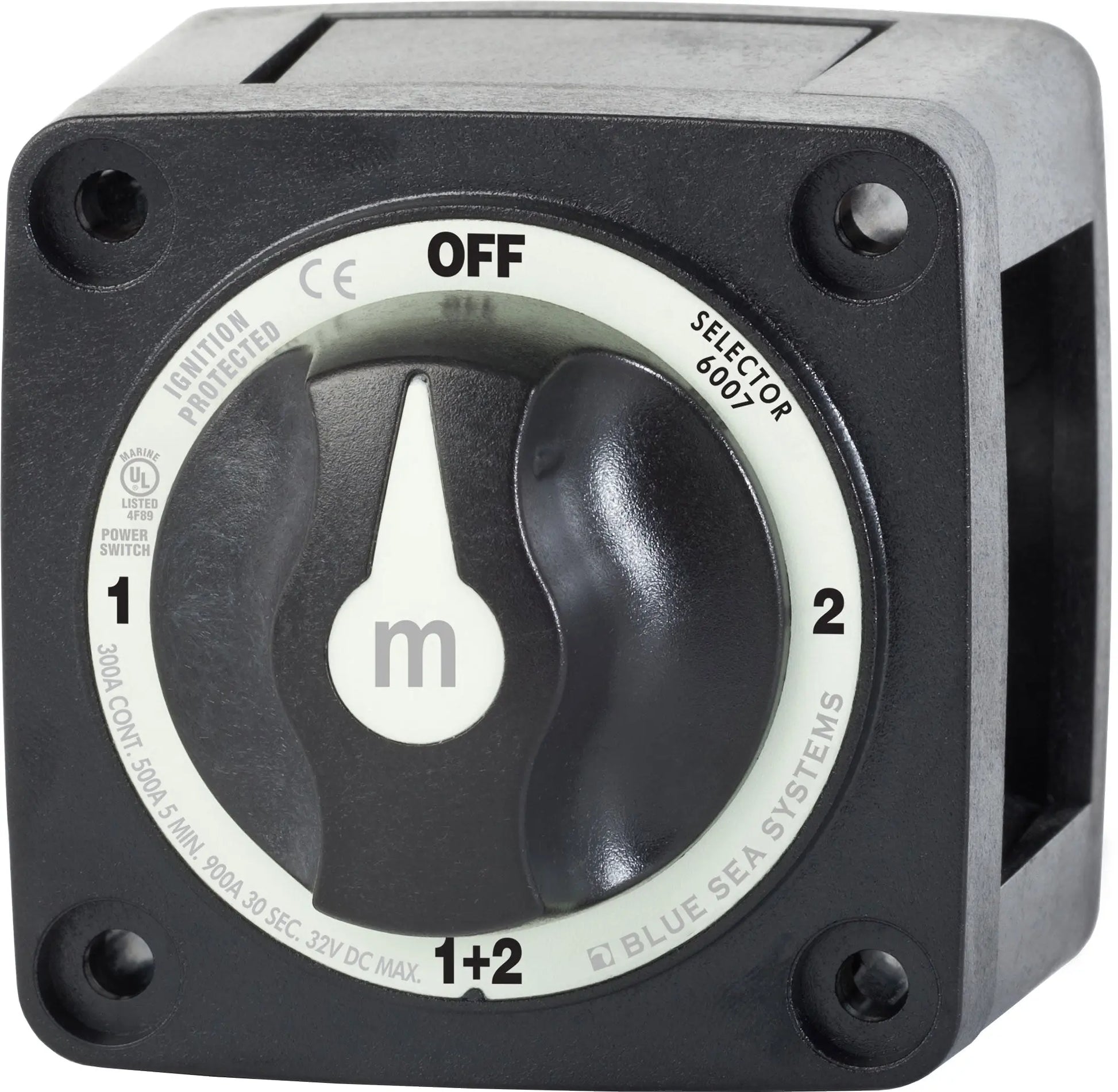Blue Sea Systems M-Series Mini Selector Battery Switch - Black (Part Number 6007200-BSS)