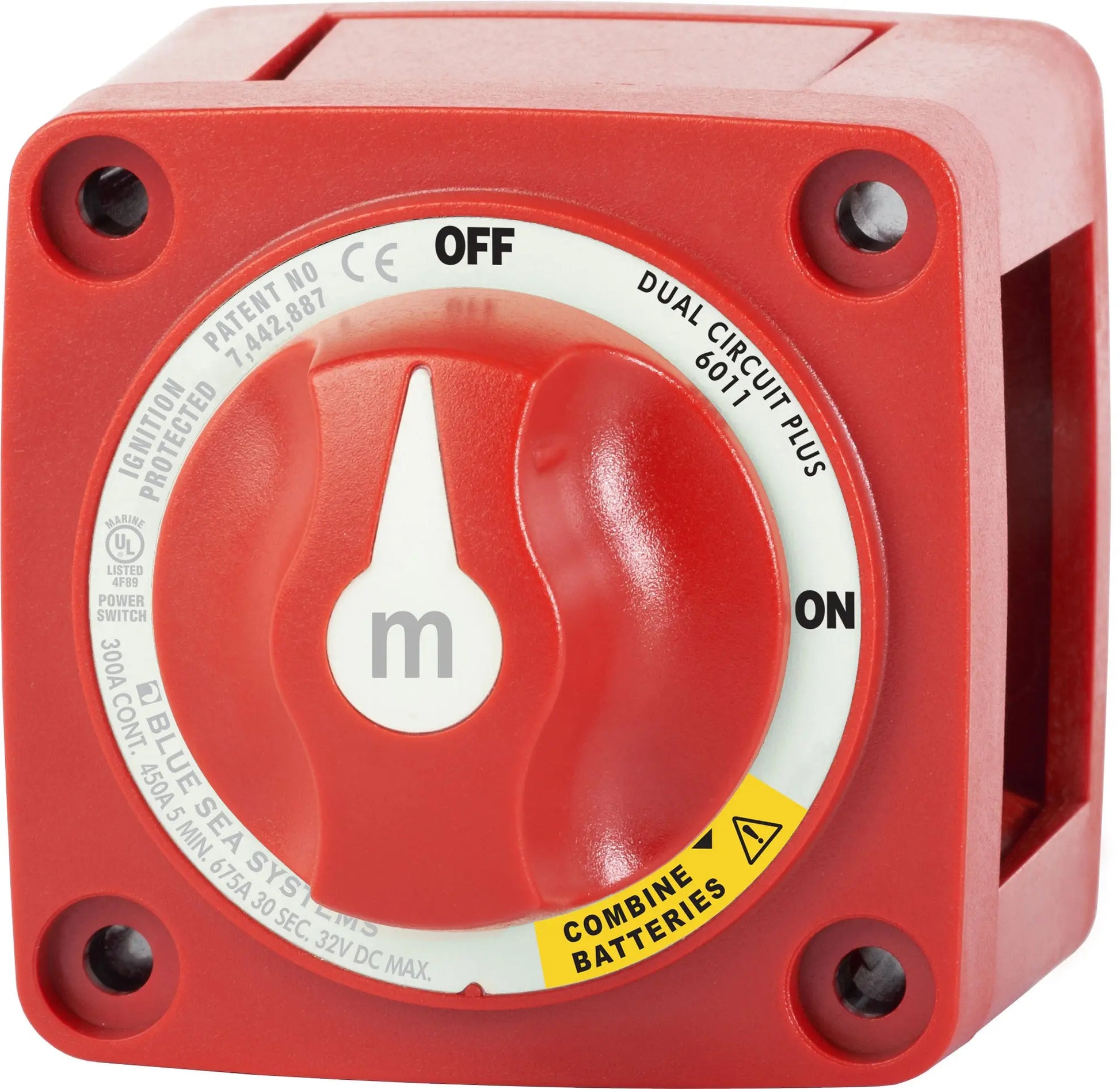 Blue Sea Systems M-Series Battery Switch On/Off Dual Circuit Plus - Red (Part 6011-BSS)