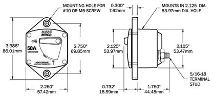 Blue Sea Systems 187-Series 90 Amp Panel Mount Circuit Breaker (Part Number 7043-BSS)