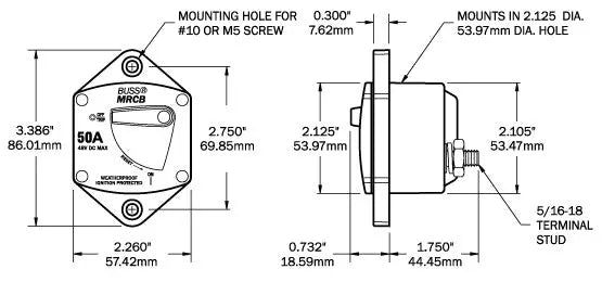 Blue Sea Systems 187-Series 135A Panel Mount Circuit Breaker - Waterproof and Ignition Protected