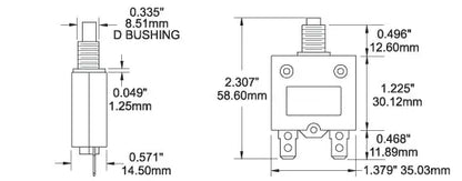 Blue Sea Systems 7050-BSS 3A Push Button Quick Connect Circuit Breaker