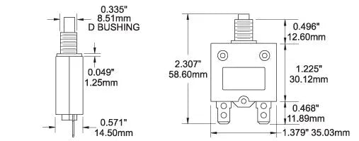 Blue Sea Systems 7054-BSS 10A Push Button Quick Connect Circuit Breaker