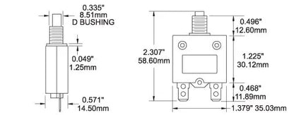 Blue Sea Systems 7056-BSS 15A Push Button Quick Connect Circuit Breaker