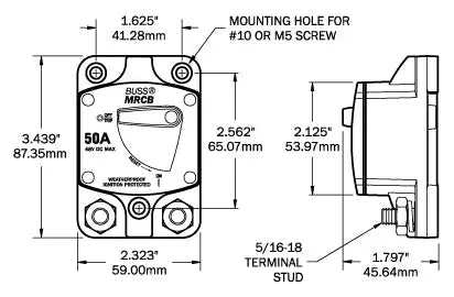 Blue Sea Systems 187-Series 40 Amp Surface Mount Circuit Breaker (Part 7138-BSS)