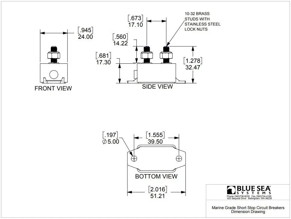 Blue Sea Short Stop 30 Amp Circuit Breaker Marine Grade