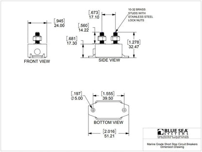 Blue Sea Short Stop 30 Amp Circuit Breaker Marine Grade