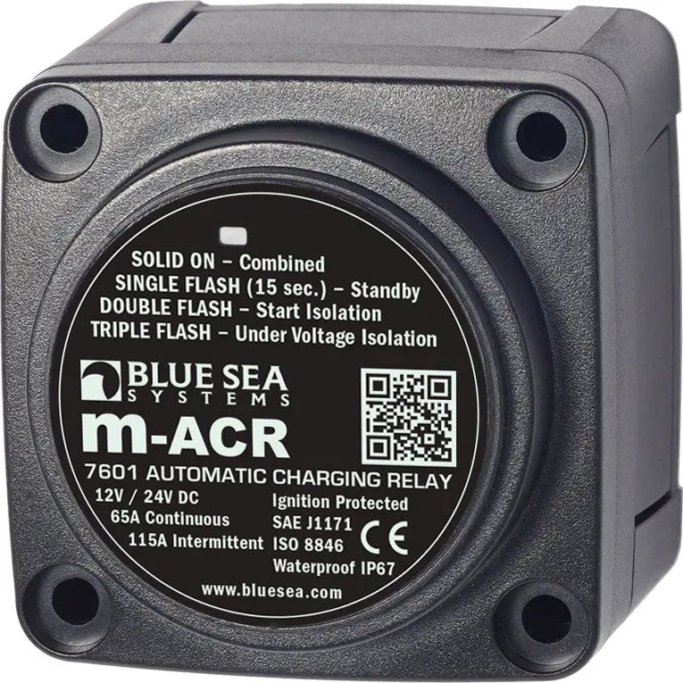 Blue Sea Systems m-Series Automatic Charging Relay 12/24V DC 65A – Model 7601-BSS