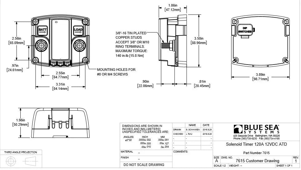 Blue Sea Systems 7615-BSS Automatic Timer Disconnect for 12V DC Systems