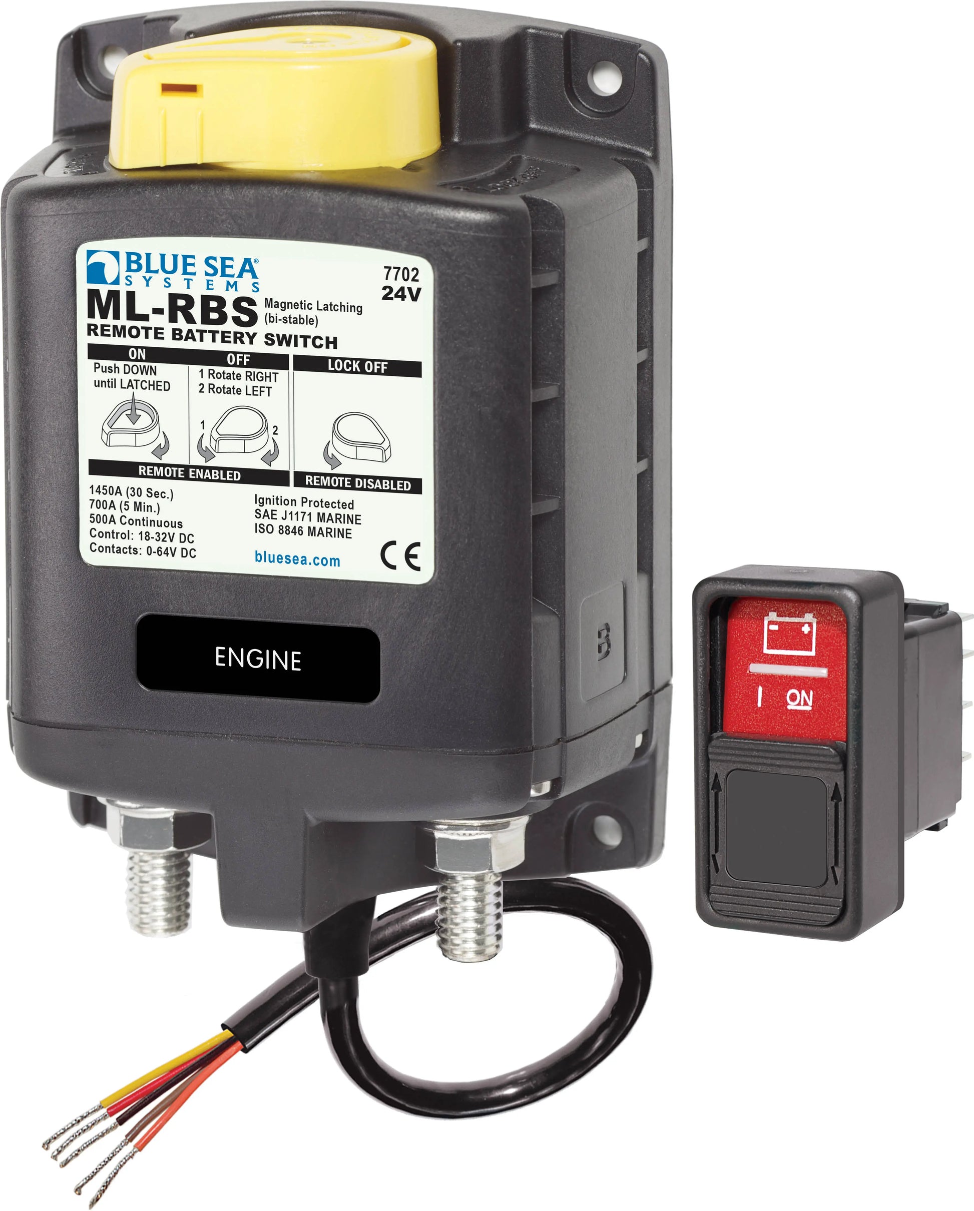 Blue Sea Systems ML-RBS Remote Battery Switch with Manual Control - 24V DC, 500A Capacity