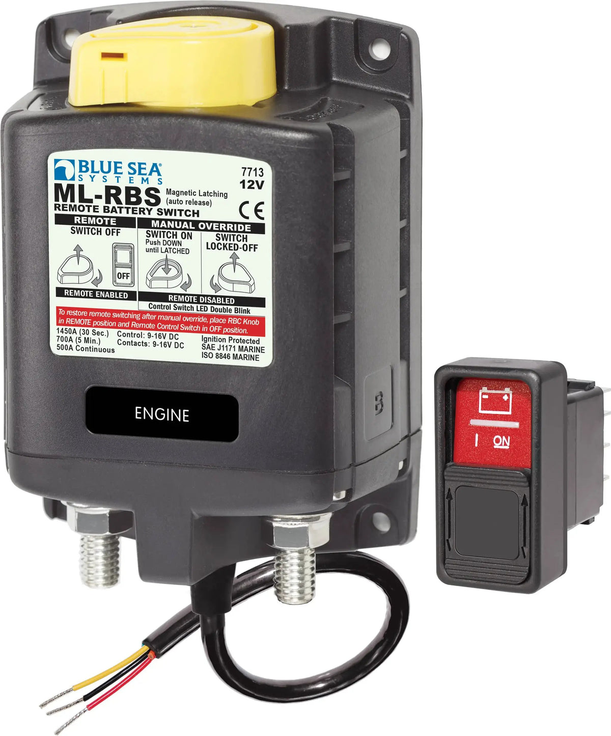 Blue Sea ML-RBS 12vDC 500A Remote Battery Switch With Manual Control Auto Release by Blue Sea Systems