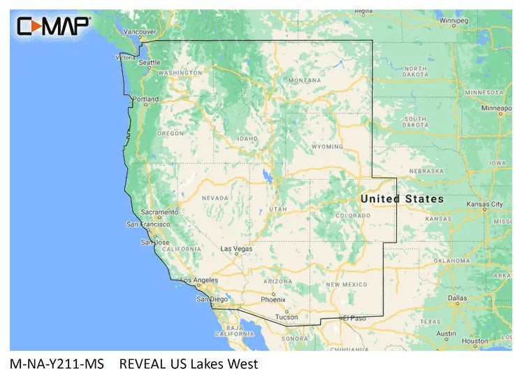 C-Map Reveal Inland US Lakes West Chart for Marine Navigation – Model M-NA-Y211-MS