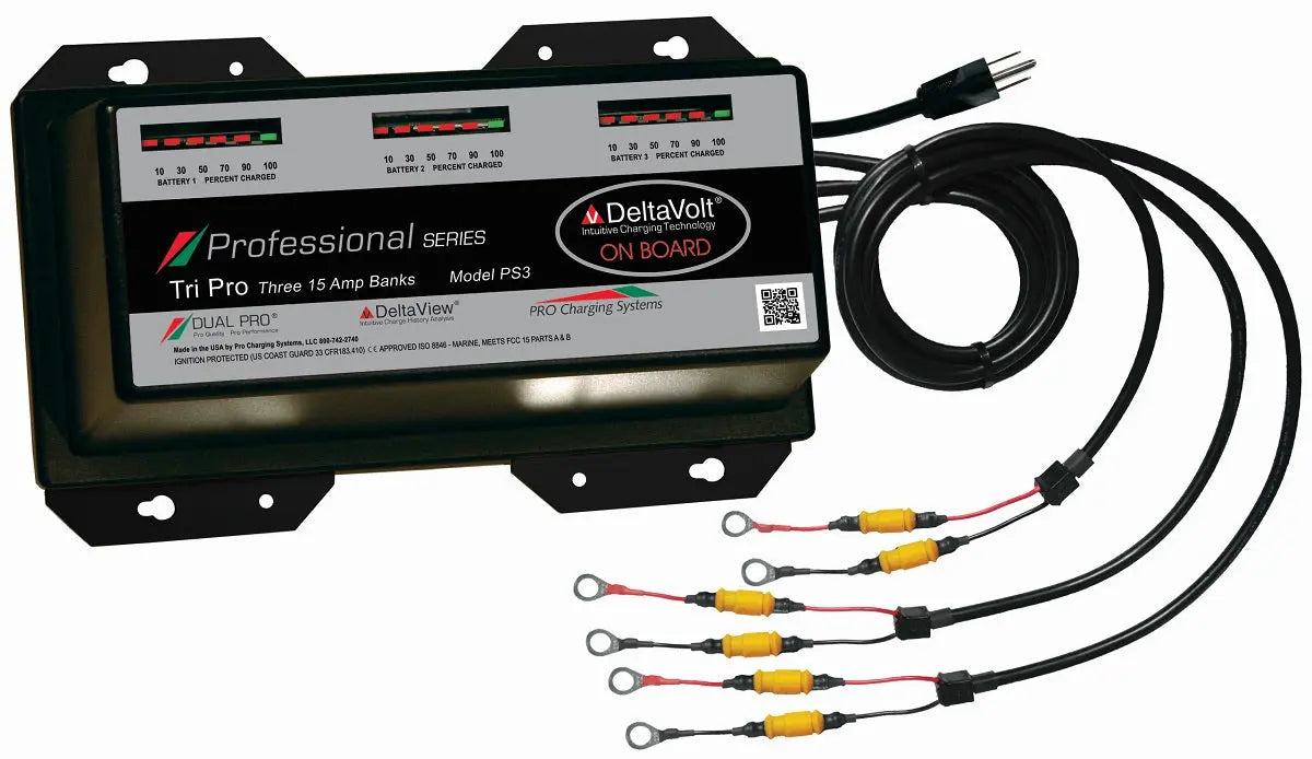 Dual Pro PS3 Battery Charger - 3 Bank, 45 Amps, Marine Grade Charging System