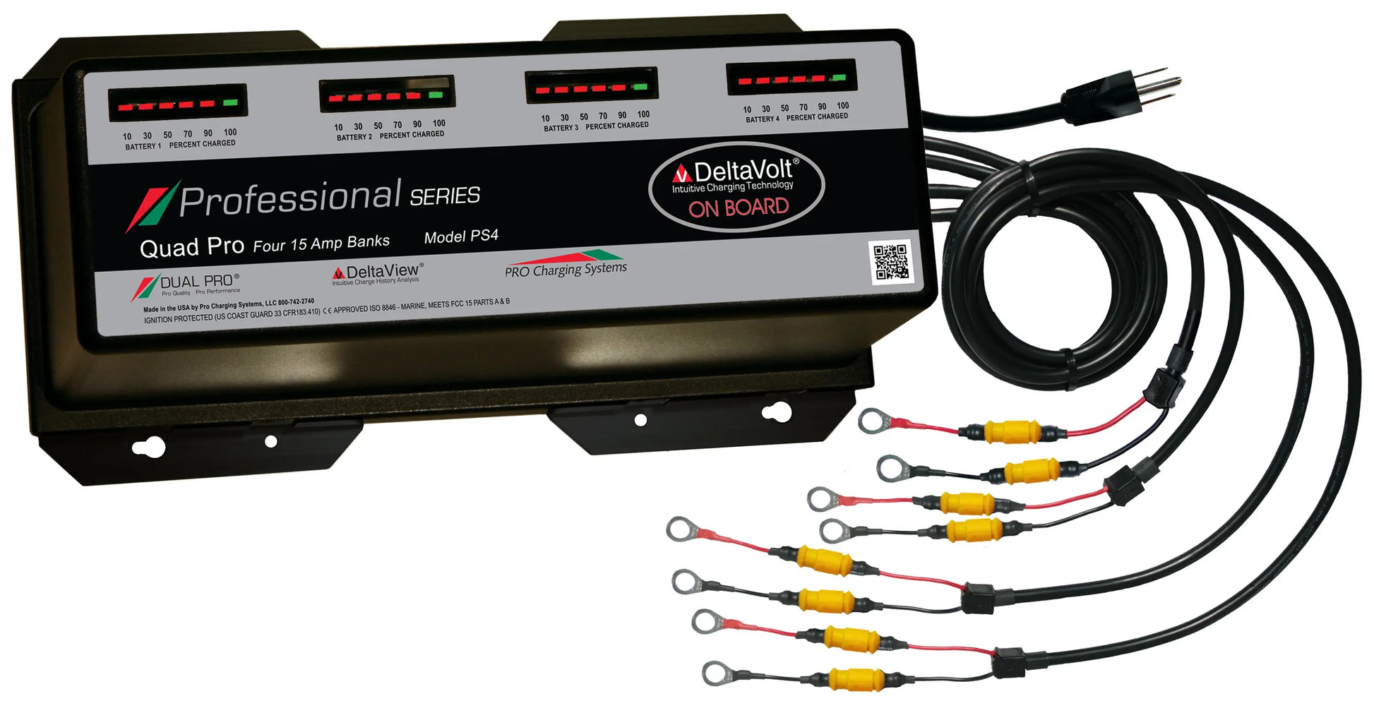 Dual Pro PS4 Battery Charger - 4 Bank, 60 Amps for Marine and Recreational Use