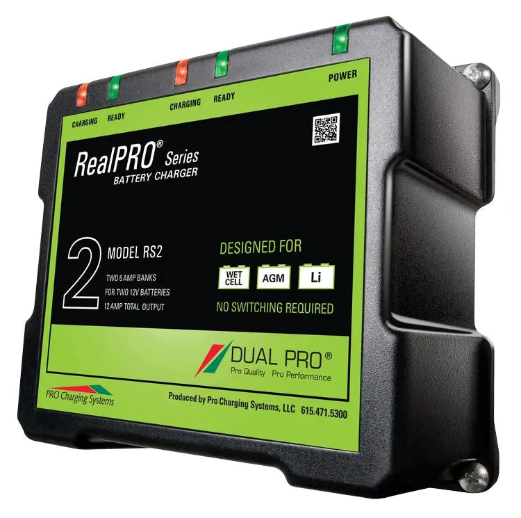 Dual Pro RS2 Battery Charger 2 Bank 12 Amps – Marine and Vehicle Battery Maintenance