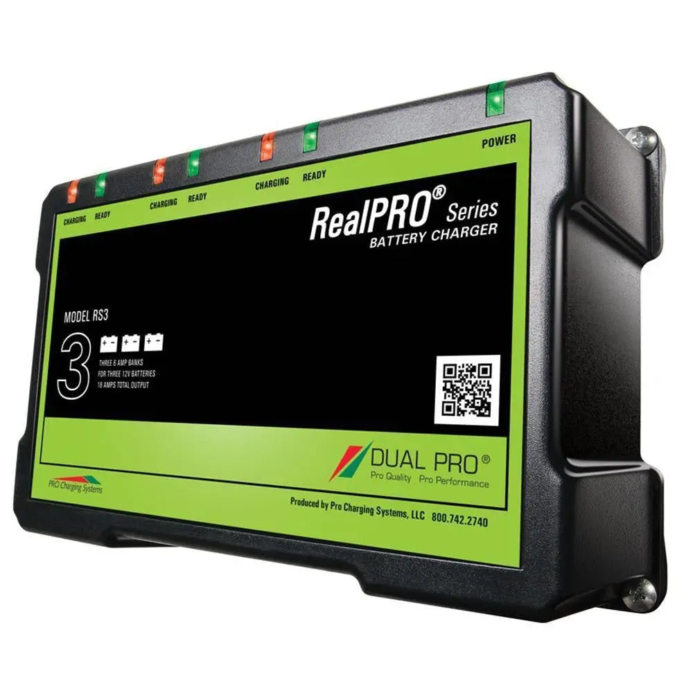 Dual Pro RS3 3 Bank 18 Amp Battery Charger for Marine and Recreational Use