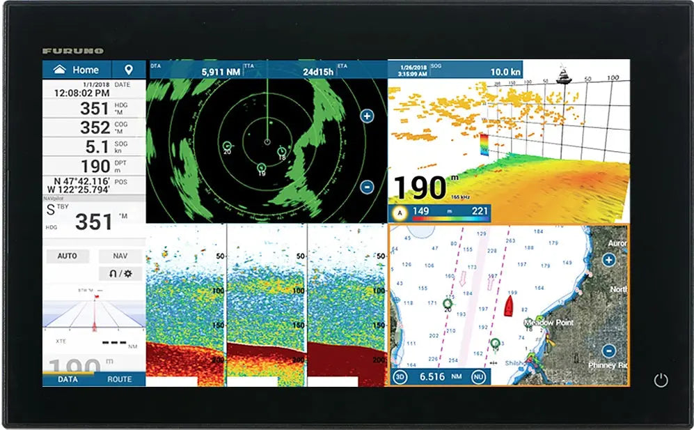 Furuno TZT16F 16-inch TZtouch3 Multifunction Display with Chart Plotter and Fish Finder