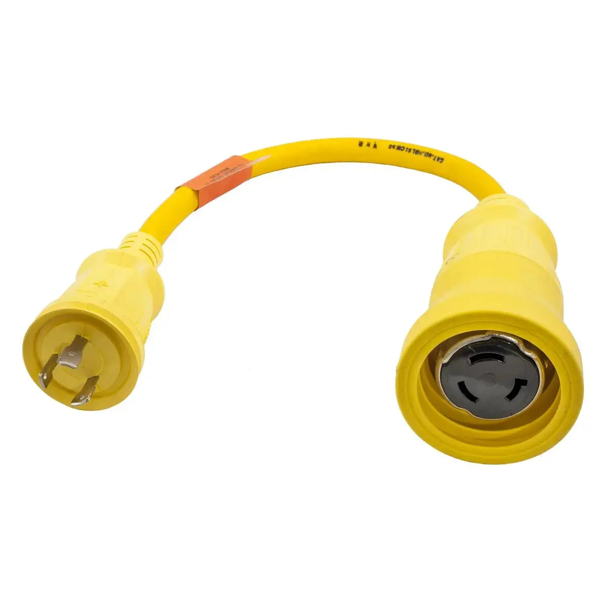 Hubbell Wiring Marine Adapter HBL61CM56, 30A 125V Female to 50A 125V Male, Insulated, Yellow