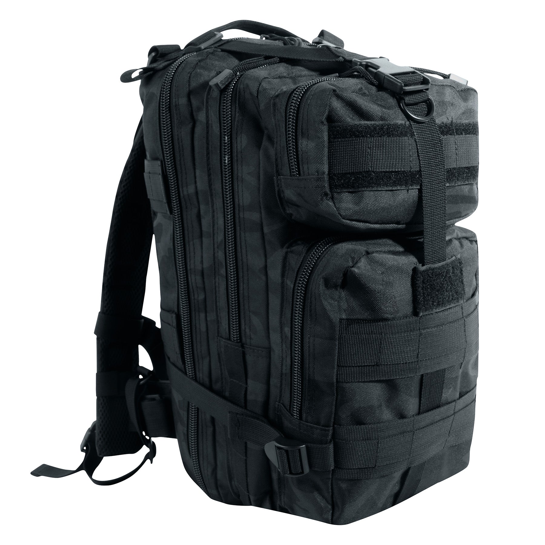 Rothco Medium Transport Pack Midnight Black Camo - Tactical 25L Backpack with MOLLE Webbing and Water-Resistant Features