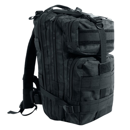 Rothco Medium Transport Pack Midnight Black Camo - Tactical 25L Backpack with MOLLE Webbing and Water-Resistant Features