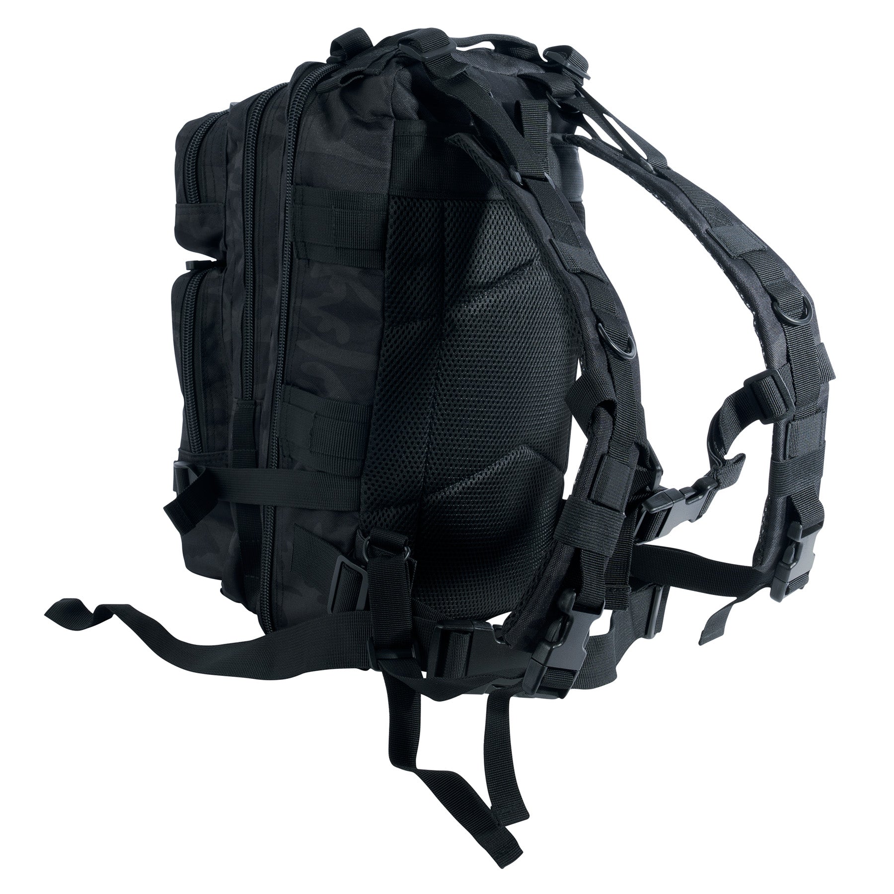 Rothco Medium Transport Pack Midnight Black Camo - Tactical 25L Backpack with MOLLE Webbing and Water-Resistant Features