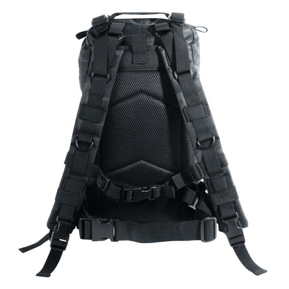 Rothco Medium Transport Pack Midnight Black Camo - Tactical 25L Backpack with MOLLE Webbing and Water-Resistant Features
