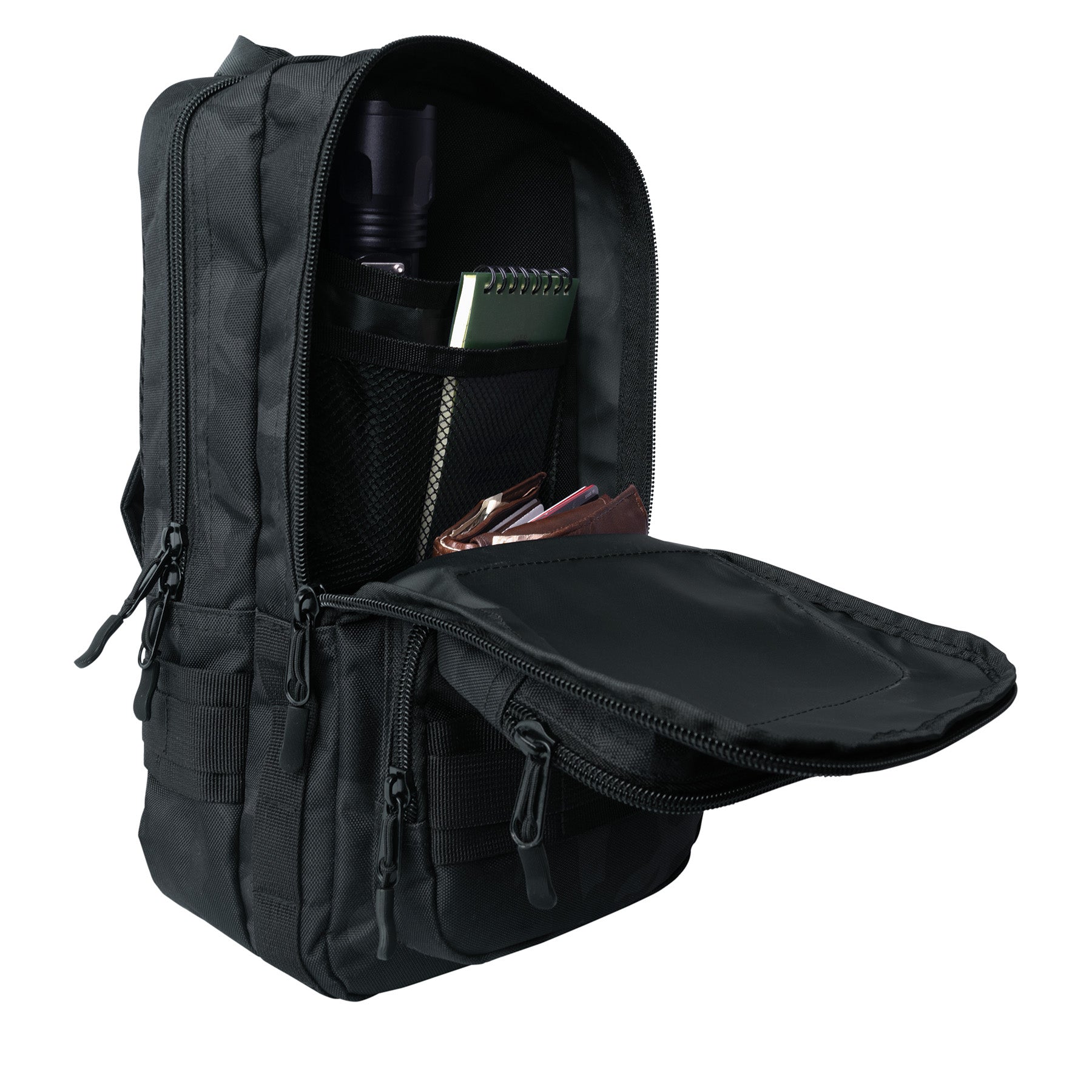 Rothco Tactical Traveler Sling Bag Midnight Black Camo - Compact EDC & CCW Backpack