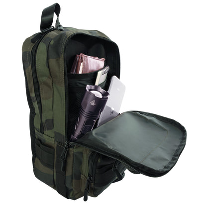 Rothco Tactical Traveler Sling Bag in Midnight Woodland Camo – Compact EDC and CCW Storage