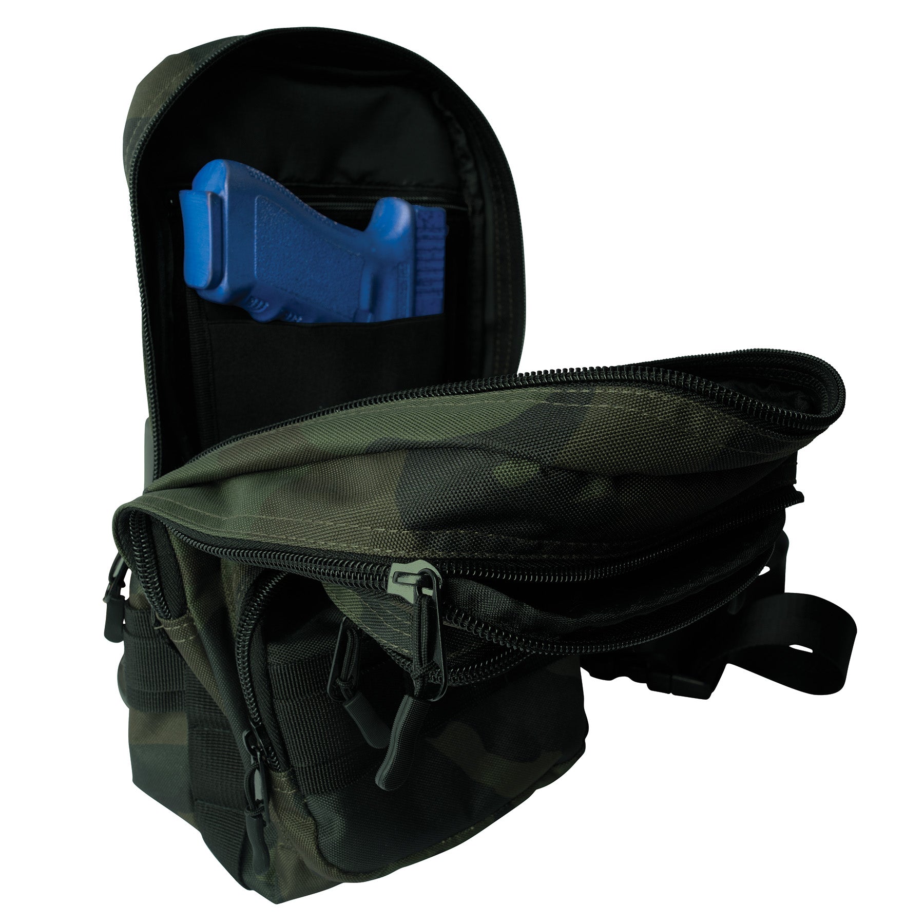 Rothco Tactical Traveler Sling Bag in Midnight Woodland Camo – Compact EDC and CCW Storage