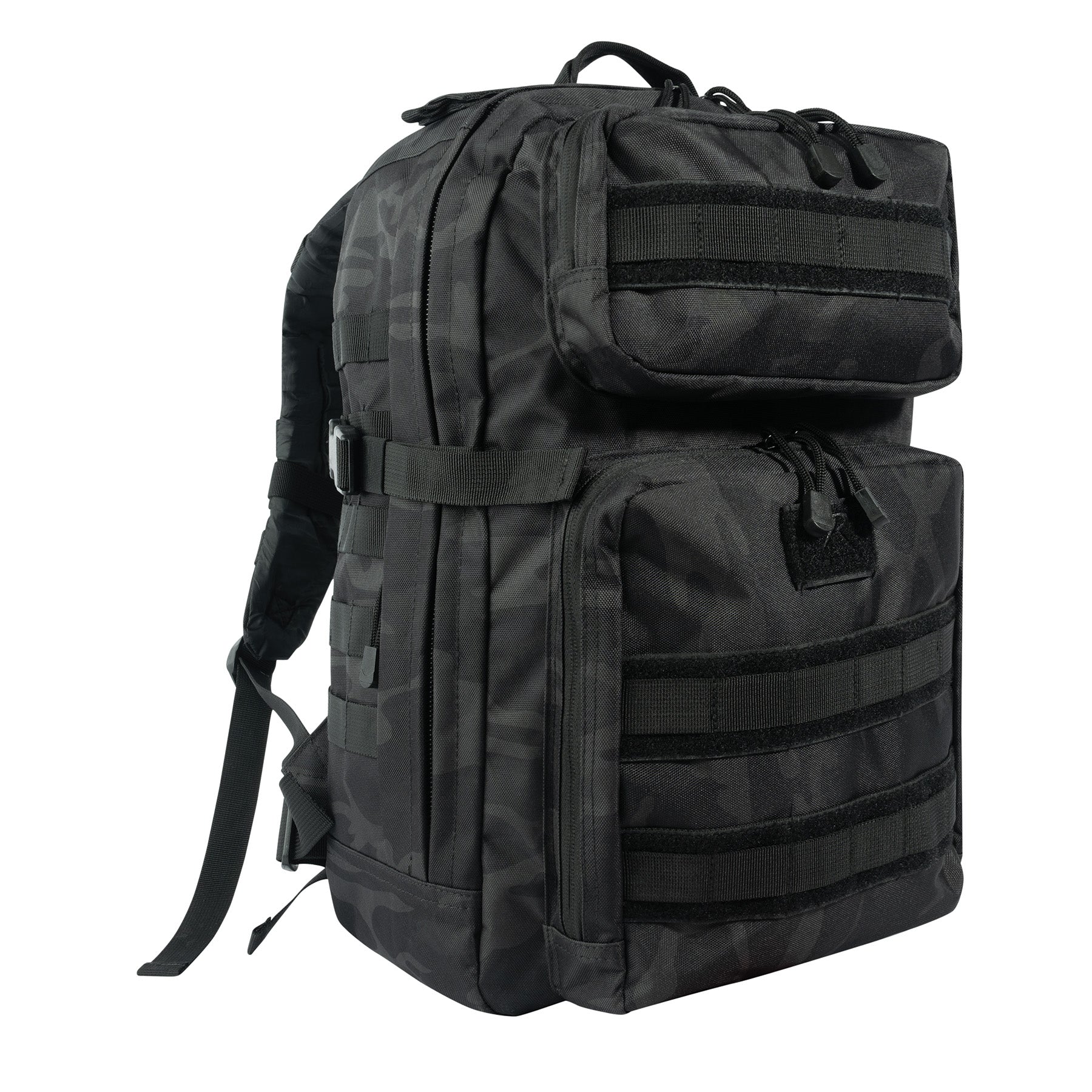 Rothco Fast Mover Tactical Backpack Midnight Black Camo - 34L Capacity with MOLLE Webbing and Hydration Compatibility