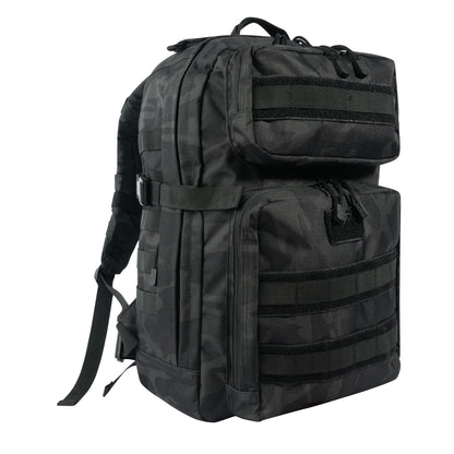 Rothco Fast Mover Tactical Backpack Midnight Black Camo - 34L Capacity with MOLLE Webbing and Hydration Compatibility
