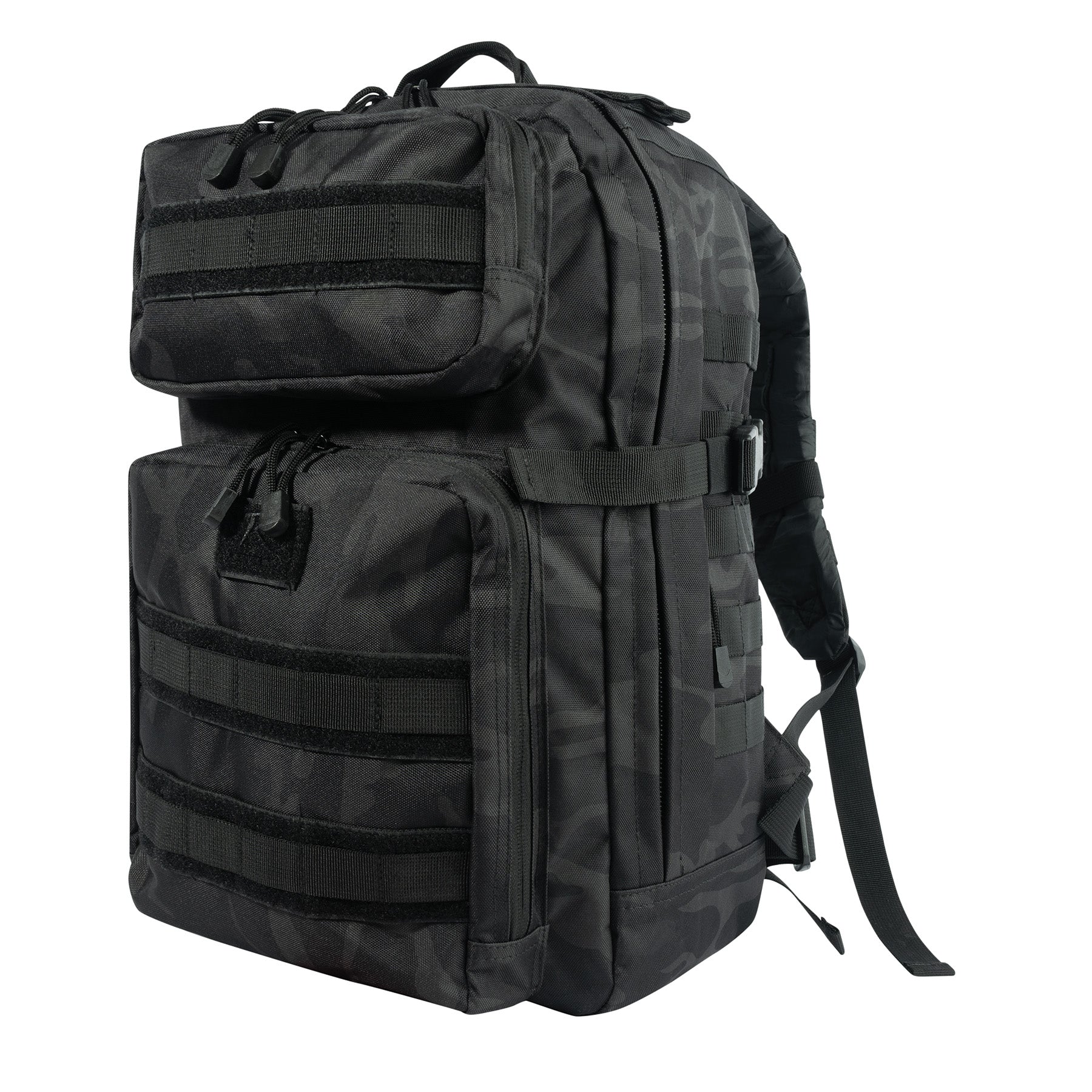 Rothco Fast Mover Tactical Backpack Midnight Black Camo - 34L Capacity with MOLLE Webbing and Hydration Compatibility