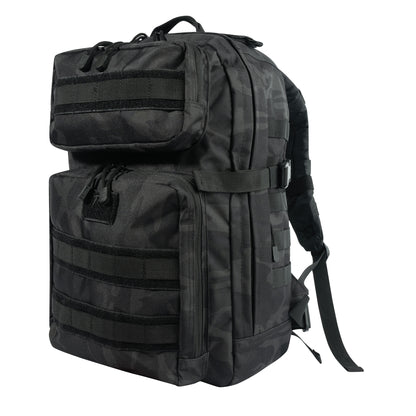 Rothco Fast Mover Tactical Backpack Midnight Black Camo - 34L Capacity with MOLLE Webbing and Hydration Compatibility