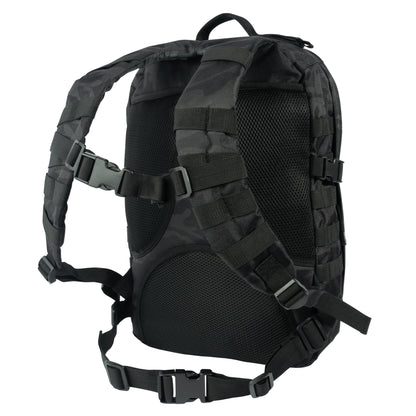 Rothco Fast Mover Tactical Backpack Midnight Black Camo - 34L Capacity with MOLLE Webbing and Hydration Compatibility